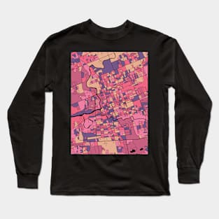 London Map Pattern in Purple & Pink Long Sleeve T-Shirt